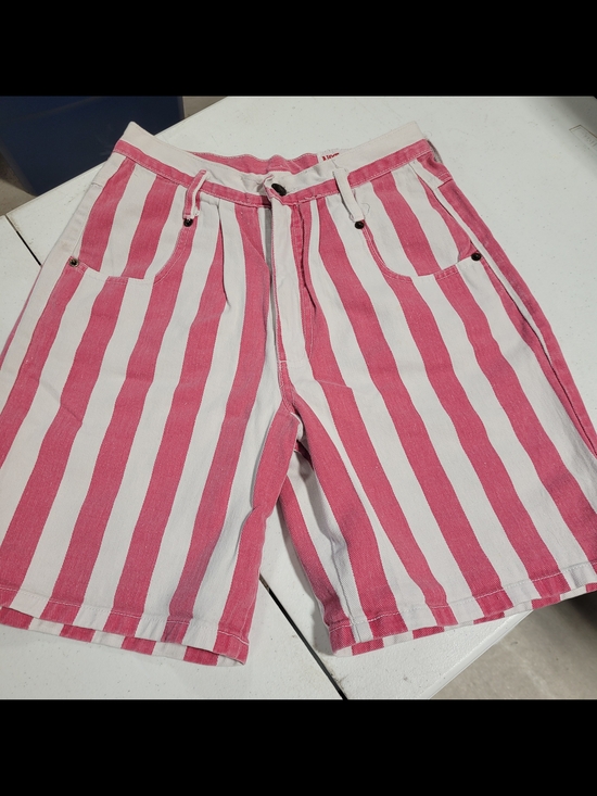 not guilty Pants - Women’s Pink and White Striped Shorts
